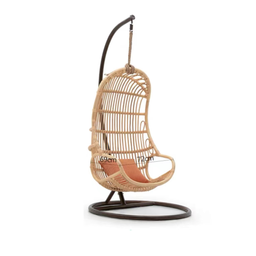 BohoBoho Ortu Rattan Hanging Chair with Stand Natural 75x75x110cm Chairs Stools Urban Sales